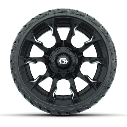 14" GTW Diablo Wheels Machined Gloss Black and Maverick Low Profile & All Terrain Tires Combo Set of 4