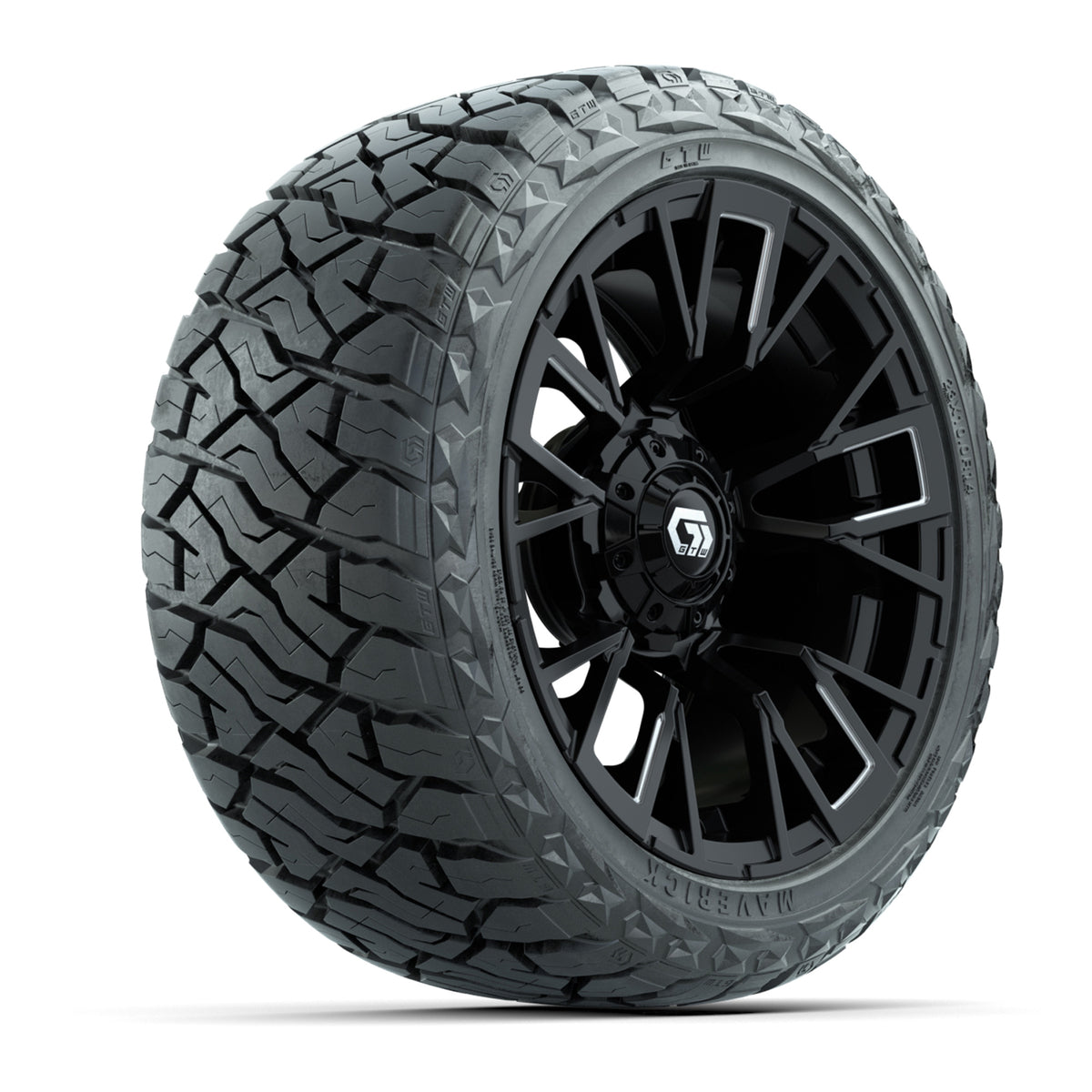 14" GTW Vandal Wheels Machined Matte Black and Maverick Low Profile & All Terrain Tires Combo Set of 4
