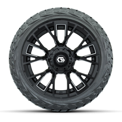 14" GTW Vandal Wheels Machined Matte Black and Maverick Low Profile & All Terrain Tires Combo Set of 4