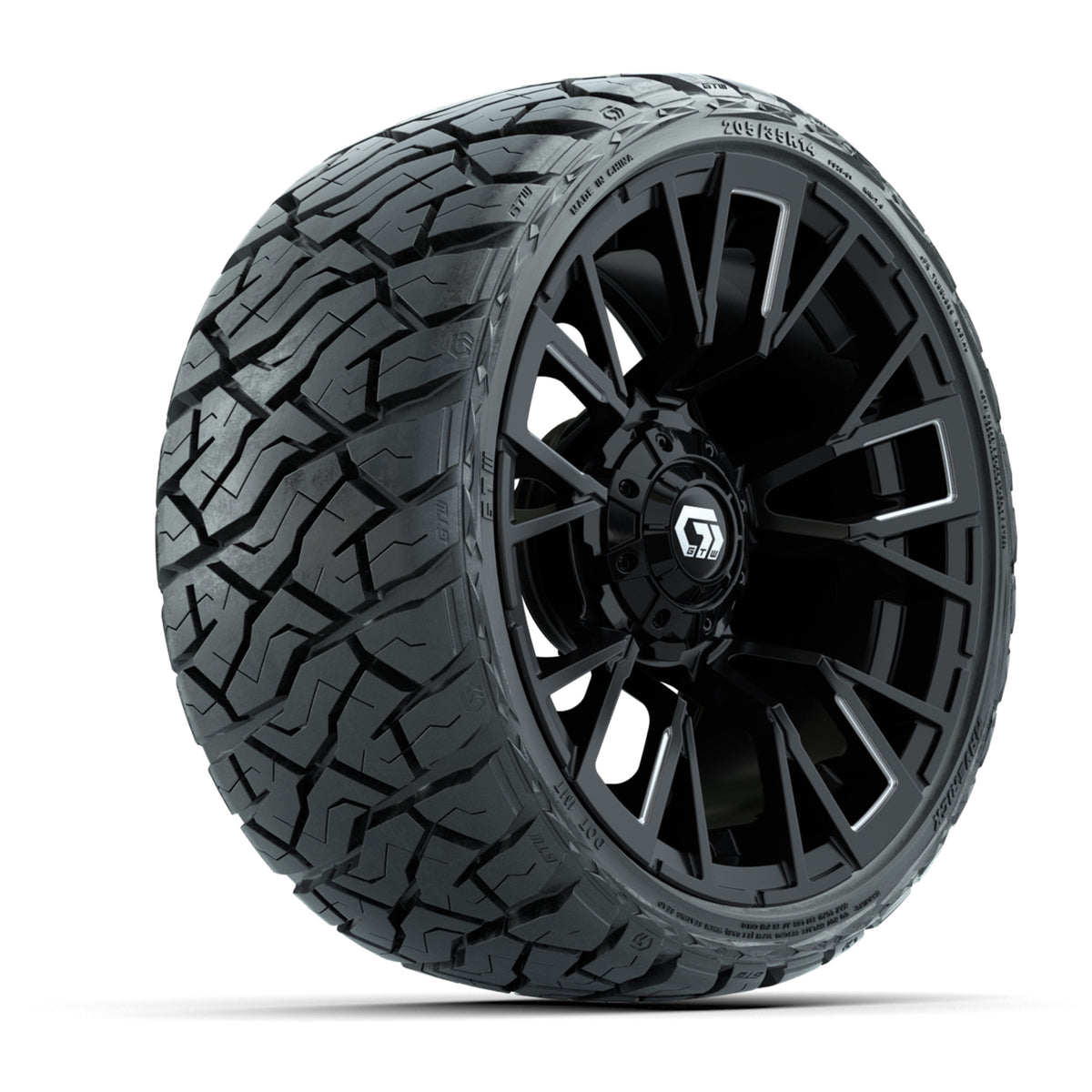 14" GTW Vandal Wheels Machined Matte Black and Maverick Low Profile & All Terrain Tires Combo Set of 4