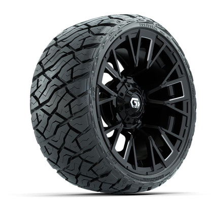 14" GTW Vandal Wheels Machined Matte Black and Maverick Low Profile & All Terrain Tires Combo Set of 4