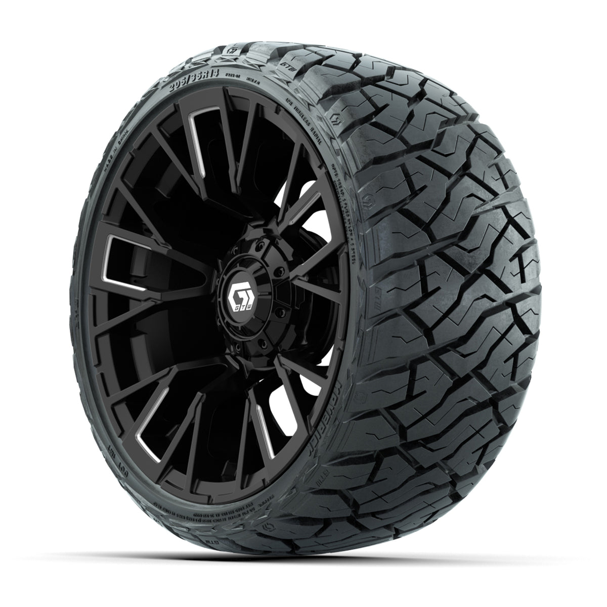 14" GTW Vandal Wheels Machined Matte Black and Maverick Low Profile & All Terrain Tires Combo Set of 4