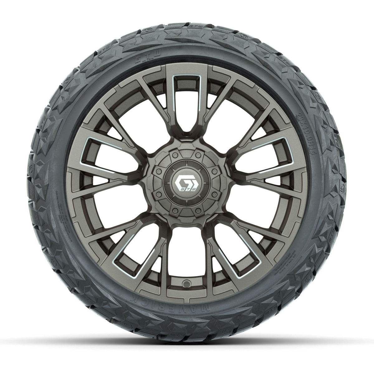 14" GTW Vandal Wheels Machined Satin Bronze and Maverick Low Profile & All Terrain Tires Combo Set of 4