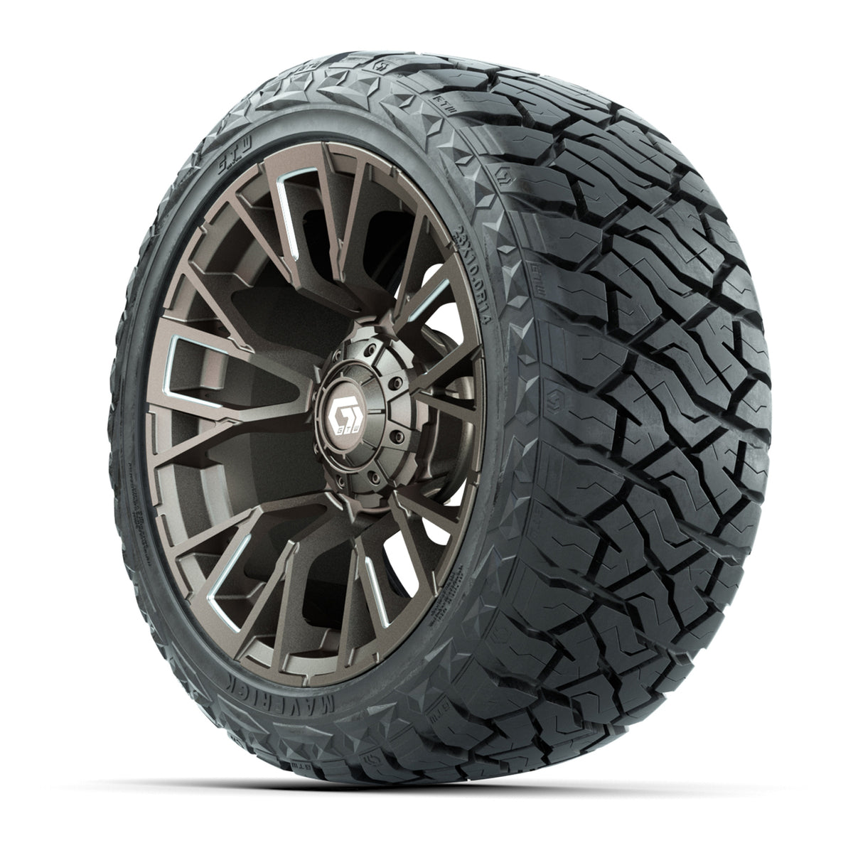 14" GTW Vandal Wheels Machined Satin Bronze and Maverick Low Profile & All Terrain Tires Combo Set of 4
