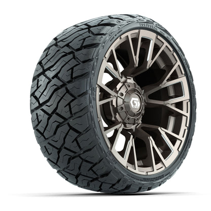 14" GTW Vandal Wheels Machined Satin Bronze and Maverick Low Profile & All Terrain Tires Combo Set of 4