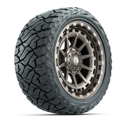 15" GTW Barricade Wheels Satin Bronze and Maverick 23x10.00-R15 All Terrain Tires Combo Set of 4