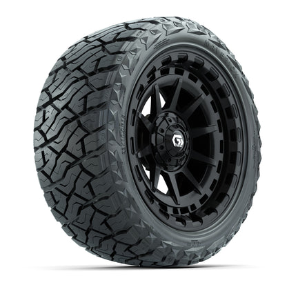 15" GTW Barricade Wheels Gloss Black and Maverick 23x10.00-R15 All Terrain Tires Combo Set of 4