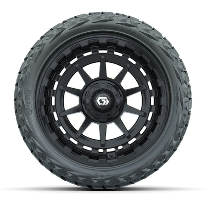 15" GTW Barricade Wheels Gloss Black and Maverick 23x10.00-R15 All Terrain Tires Combo Set of 4