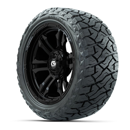 15" GTW Shogun Wheels Gloss Black and Maverick 23x10.00-R15 All Terrain Tires Combo Set of 4