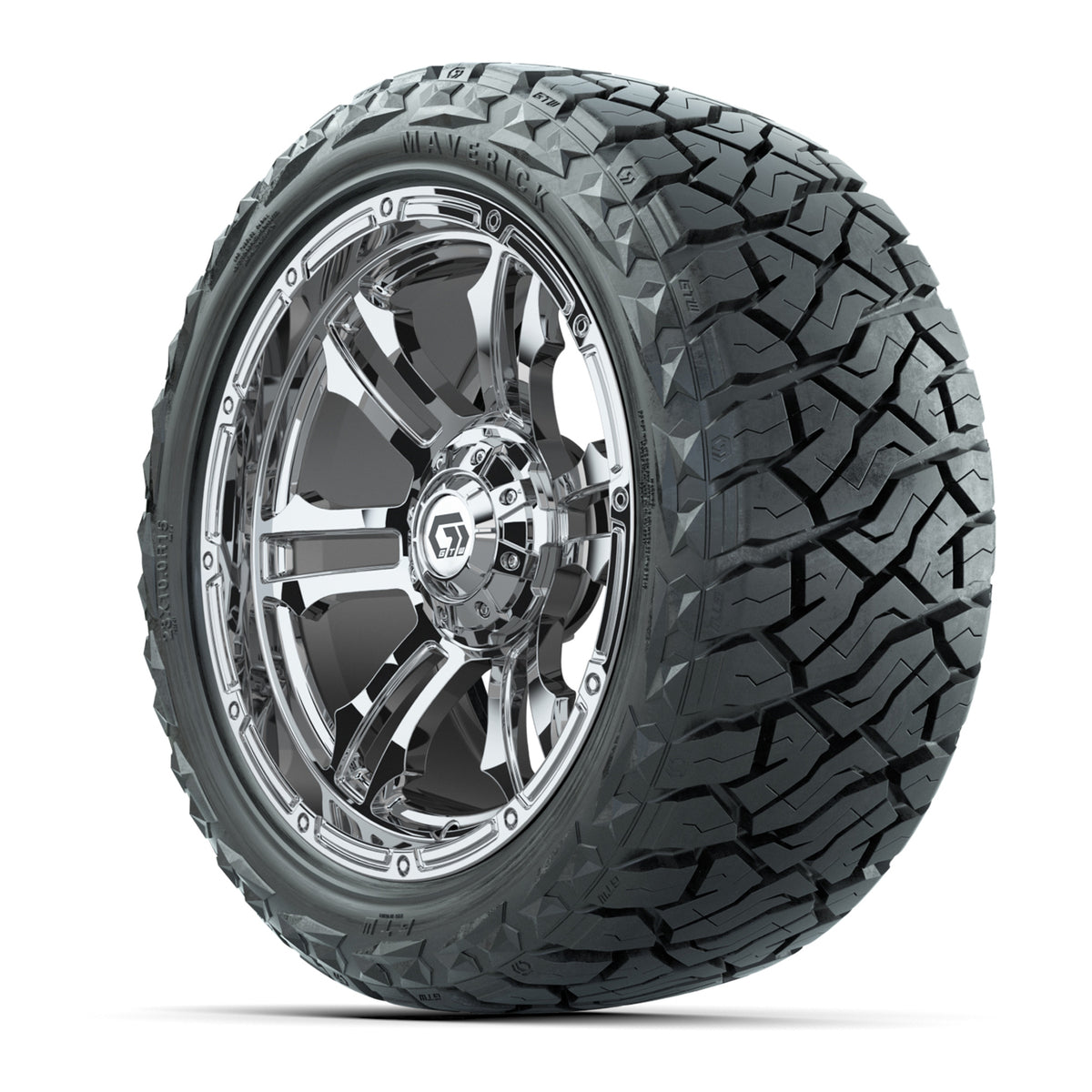 15" GTW Shogun Wheels Chrome and Maverick 23x10.00-R15 All Terrain Tires Combo Set of 4