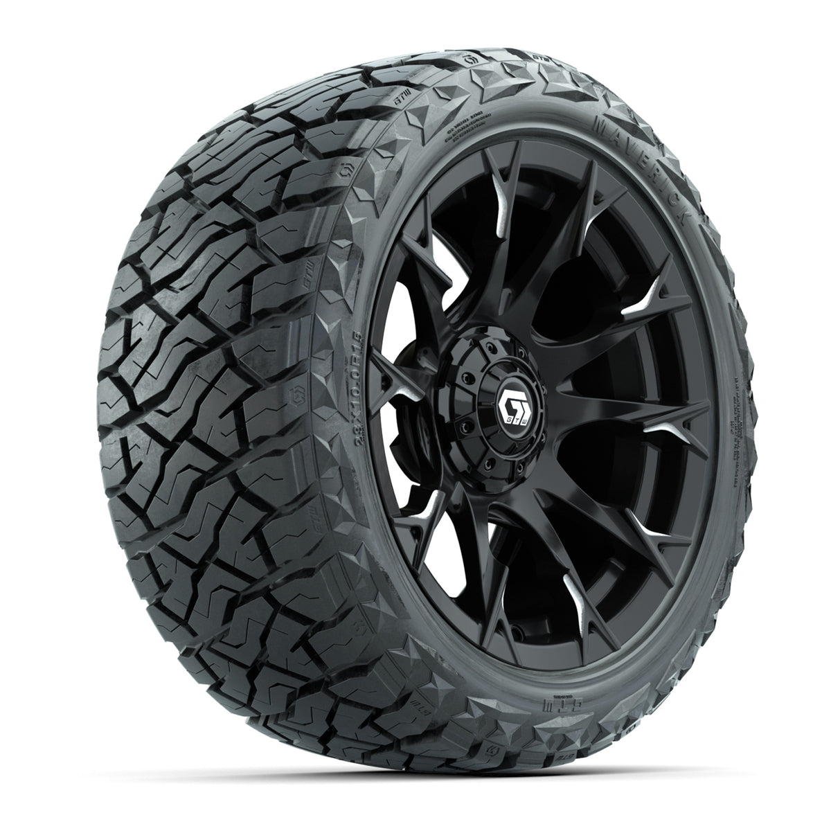 15" GTW Diablo Wheels Gloss Machined Black and Maverick 23x10.00-R15 All Terrain Tires Combo Set of 4