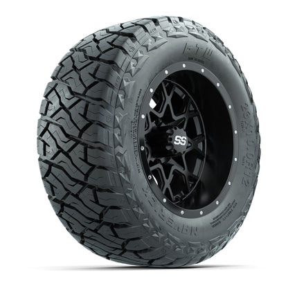 12" GTW Vortex Wheels Matte Black and Maverick Low Profile & All Terrain Tires Combo Set of 4