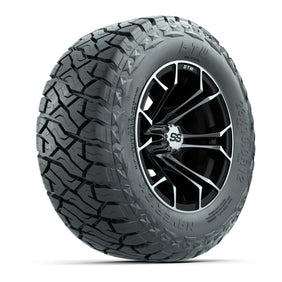 12" GTW Spyder Wheels Machined Black and Maverick Low Profile & All Terrain Tires Combo Set of 4