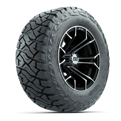12" GTW Spyder Wheels Machined Black and Maverick Low Profile & All Terrain Tires Combo Set of 4