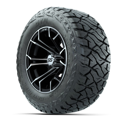 12" GTW Spyder Wheels Machined Black and Maverick Low Profile & All Terrain Tires Combo Set of 4