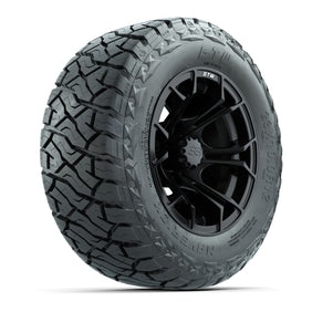 12" GTW Spyder Wheels Matte Black and Maverick Low Profile & All Terrain Tires Combo Set of 4
