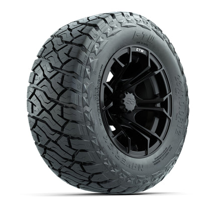 12" GTW Spyder Wheels Matte Black and Maverick Low Profile & All Terrain Tires Combo Set of 4