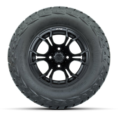 12" GTW Spyder Wheels Matte Black and Maverick Low Profile & All Terrain Tires Combo Set of 4