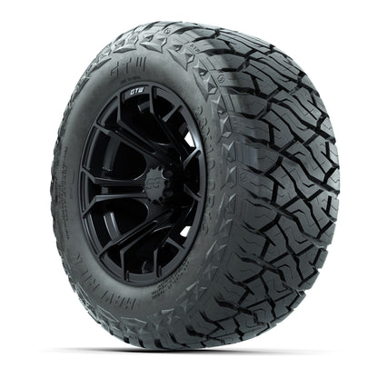 12" GTW Spyder Wheels Matte Black and Maverick Low Profile & All Terrain Tires Combo Set of 4