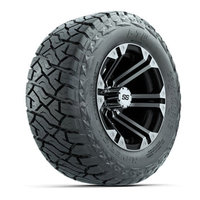 12" GTW Specter Wheels Machined Black and Maverick Low Profile & All Terrain Tires Combo Set of 4