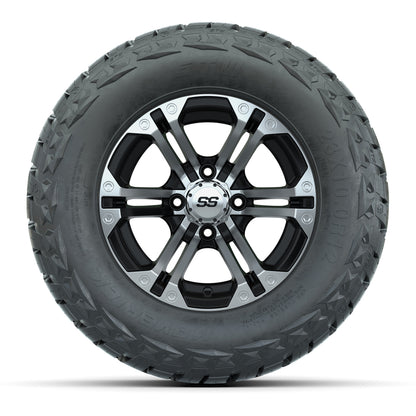 12" GTW Specter Wheels Machined Black and Maverick Low Profile & All Terrain Tires Combo Set of 4