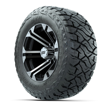 12" GTW Specter Wheels Machined Black and Maverick Low Profile & All Terrain Tires Combo Set of 4