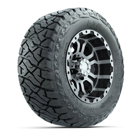 12" GTW Omega Wheels Machined Black and Maverick Low Profile & All Terrain Tires Combo Set of 4