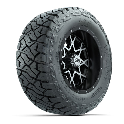 12" GTW Vortex Wheels Matte Machined Black and Maverick Low Profile & All Terrain Tires Combo Set of 4