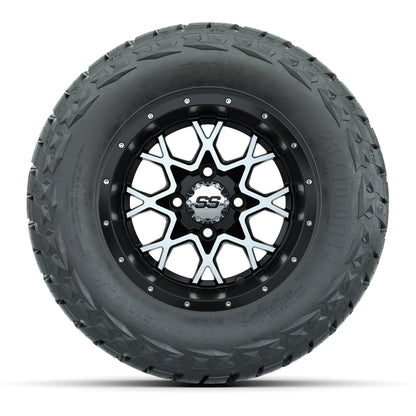 12" GTW Vortex Wheels Matte Machined Black and Maverick Low Profile & All Terrain Tires Combo Set of 4