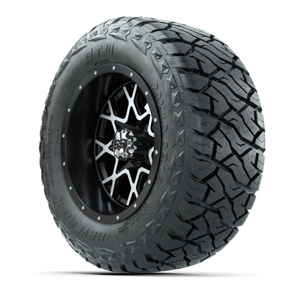 12" GTW Vortex Wheels Matte Machined Black and Maverick Low Profile & All Terrain Tires Combo Set of 4