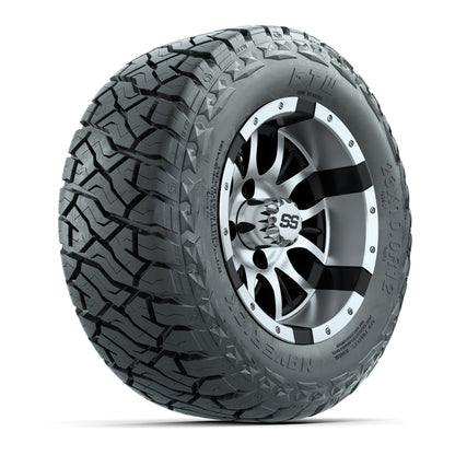 12" GTW Diesel Wheels Black/Machined and Maverick 23x10.00-R12 All Terrain Tires Combo Set of 4