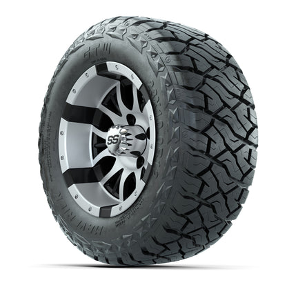 12" GTW Diesel Wheels Black/Machined and Maverick 23x10.00-R12 All Terrain Tires Combo Set of 4