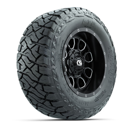 12" GTW Volt Wheels Machined Black and Maverick Low Profile & All Terrain Tires Combo Set of 4
