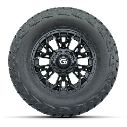 12" GTW Stellar Wheels Matte Black and Maverick 23x10.00-R12 All Terrain Tires Combo Set of 4