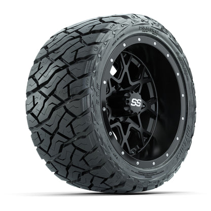 12" GTW Vortex Wheels Matte Black and Maverick Low Profile & All Terrain Tires Combo Set of 4