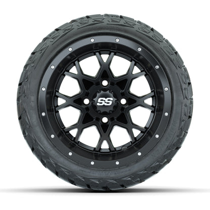 12" GTW Vortex Wheels Matte Black and Maverick Low Profile & All Terrain Tires Combo Set of 4