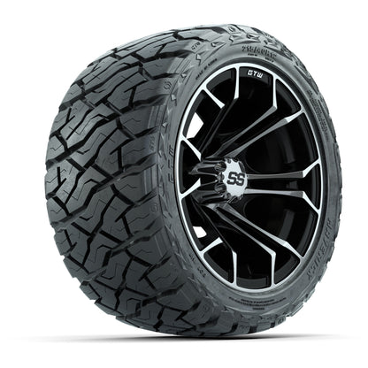 12" GTW Spyder Wheels Machined Black and Maverick Low Profile & All Terrain Tires Combo Set of 4