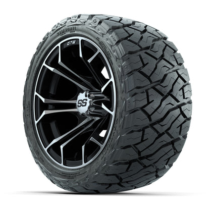 12" GTW Spyder Wheels Machined Black and Maverick Low Profile & All Terrain Tires Combo Set of 4