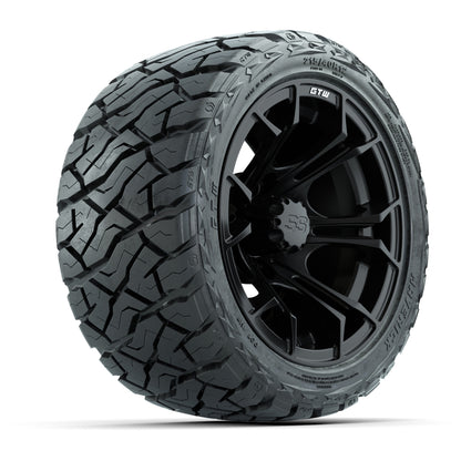 12" GTW Spyder Wheels Matte Black and Maverick Low Profile & All Terrain Tires Combo Set of 4