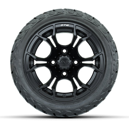 12" GTW Spyder Wheels Matte Black and Maverick Low Profile & All Terrain Tires Combo Set of 4