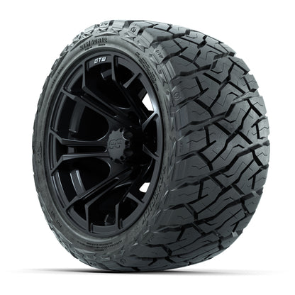 12" GTW Spyder Wheels Matte Black and Maverick Low Profile & All Terrain Tires Combo Set of 4