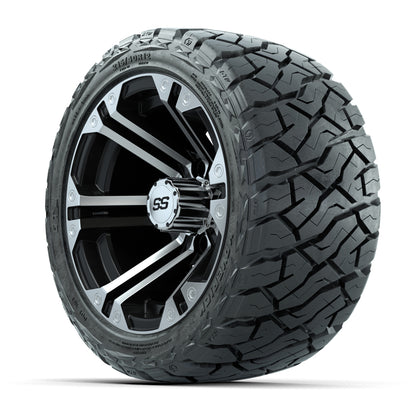 12" GTW Specter Wheels Machined Black and Maverick Low Profile & All Terrain Tires Combo Set of 4