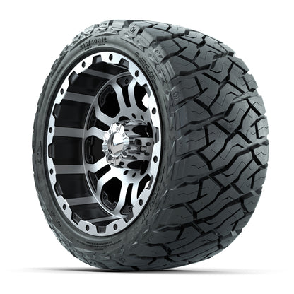 12" GTW Omega Wheels Machined Black and Maverick Low Profile & All Terrain Tires Combo Set of 4