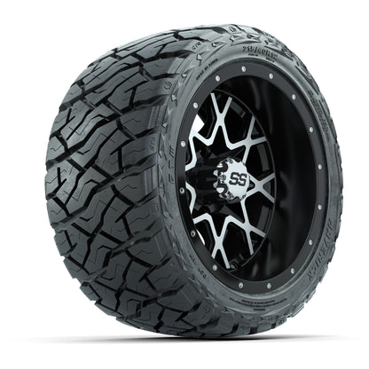 12" GTW Vortex Wheels Matte Machined Black and Maverick Low Profile & All Terrain Tires Combo Set of 4