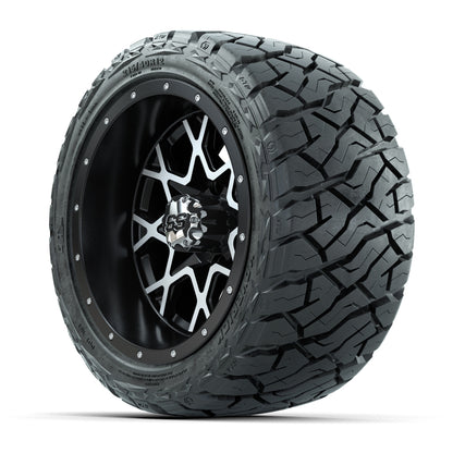 12" GTW Vortex Wheels Matte Machined Black and Maverick Low Profile & All Terrain Tires Combo Set of 4