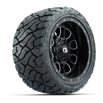 12" GTW Volt Wheels Machined Black and Maverick Low Profile & All Terrain Tires Combo Set of 4