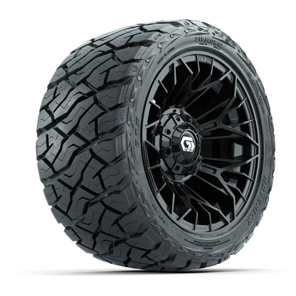 12" GTW Stellar Wheels Black and Maverick 215/40-R12 Low Profile All Terrain Tires Combo Set of 4