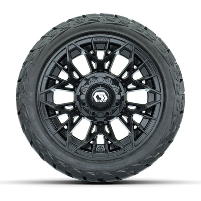 12" GTW Stellar Wheels Black and Maverick 215/40-R12 Low Profile All Terrain Tires Combo Set of 4