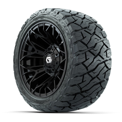 12" GTW Stellar Wheels Black and Maverick 215/40-R12 Low Profile All Terrain Tires Combo Set of 4