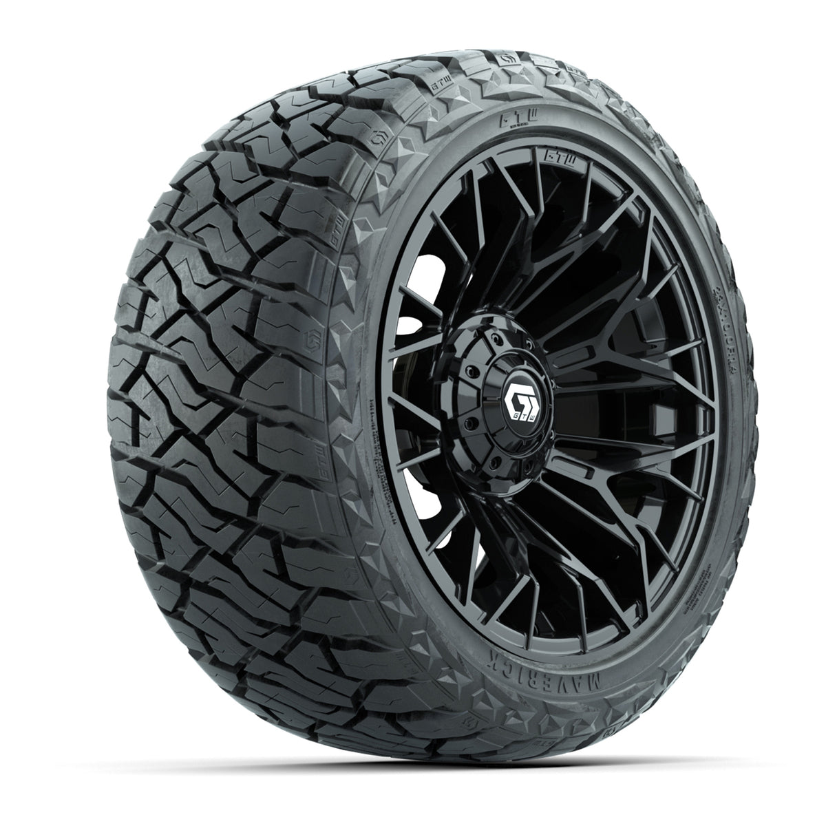 14" GTW Stellar Wheels Matte Black and Maverick 23x10.00-R14 All Terrain Tires Set of 4